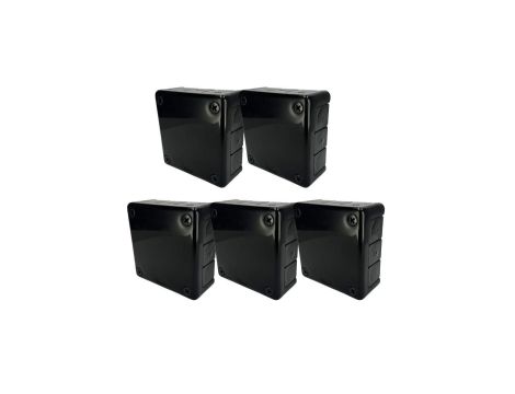 Puszka hermetyczna natynkowa 118x118x46mm 12-wlotowa, z dławikami gumowymi, IP55 zamknięcie na wkręty, czarna EDO 5szt