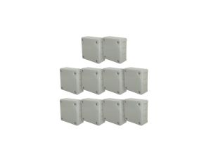 Puszka hermetyczna natynkowa 98x98x42mm 12-wlotowa, z dławikami gumowymi, IP55 zamknięcie na wkręty, szara EDO 10szt