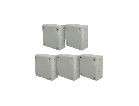 Puszka hermetyczna natynkowa 118x118x46mm 12-wlotowa, z dławikami gumowymi, IP55 zamknięcie na wkręty, szara EDO 5szt