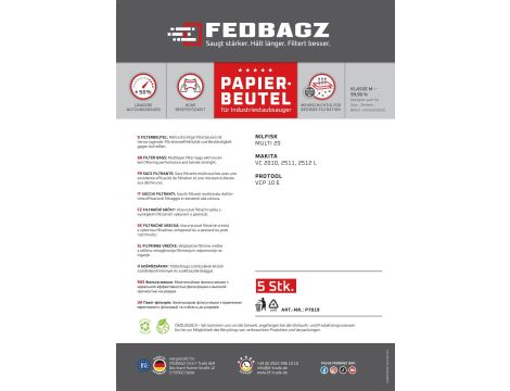 Worki papierowe Fedbagz do Makita 25 l, kpl 5 szt - 2