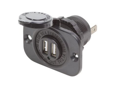 Gniazdo ładowania Blue Sea 12/24V z podwójnym portem USB 2,1 A