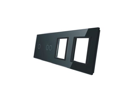 Livolo CZARNY PANEL SZKLANY 1+2 + PODWÓJNE MIEJSCE NA GNIAZDO 7012GG-62
