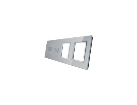 Livolo SREBRNY METALIZOWANY PANEL SZKLANY 2+2 + PODWÓJNE MIEJSCE NA GNIAZDO 7022GG-64