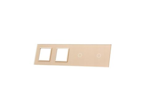 Livolo SZAMPAŃSKI METALIZOWANY PANEL SZKLANY 1+1 + PODWÓJNE MIEJSCE NA GNIAZDO 7011GG-63