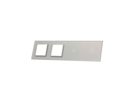 Livolo SREBRNY METALIZOWANY PANEL SZKLANY 1+1 + PODWÓJNE MIEJSCE NA GNIAZDO 7011GG-64