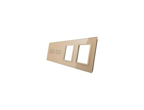 Livolo SZAMPAŃSKI METALIZOWANY PANEL SZKLANY 2+2 + PODWÓJNE MIEJSCE NA GNIAZDO 7022GG-63