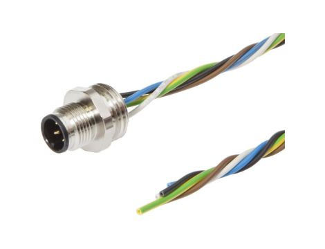 AV98C308, akcesoria, Wtyczka do zabudowy, kompletna, 30V, M12 5pin, IP67, Mocowanie śrubowe M16, Długość żył 0,5m