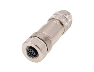 VK003Y24 Gniazdo kablowe, proste, połączenie śrubowe, Ø4-6mm, ekranowane, 4A, 60V, gniazdo M12 4-stykowe, IP67