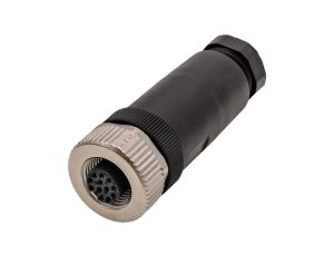 VK003L24 Gniazdo kablowe, proste, połączenie lutowane, Ø6-8mm, 1A, 30V, gniazdo M12 12-pin, IP67