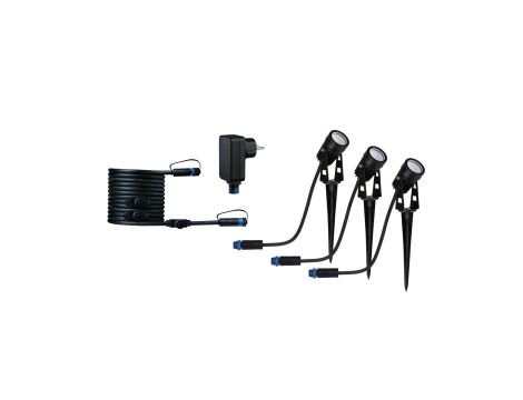 Zestaw opraw Plug & Shine SPOT 3x3W 3000K IP65 24V czarny / aluminium
