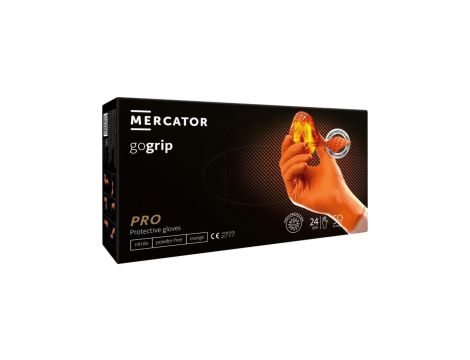 Rękawice robocze, ochronne nitrylowe rozmiar M pomarańczowy 50szt GoGrip Orange Mercator