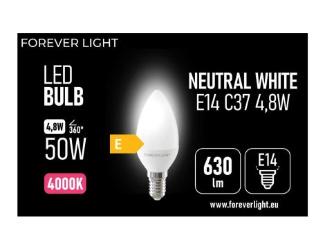 Żarówka LED E14 C37 4.8W 630lm 4000K klasa E Forever Light