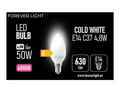 Żarówka LED E14 C37 4.8W 630lm 6000K klasa E Forever Light