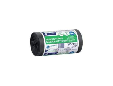 Merida Worki na śmieci MERIDA OPTIMUM mocne, 50 x 60 cm, pojemność 35 l, rolka 50 szt., CZARNE, HDPE/LDPE