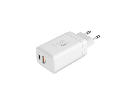 Ładowarka sieciowa GaN 1x USB typ-A Quick Charge 3.0 + 1x USB typ-C Power Delivery 3.0 65W