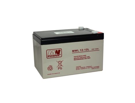 Akumulator 12Ah 12V AGM 10-12 lat 151*98*100 (T2-szer.oki) MWL 12-12L MW Power