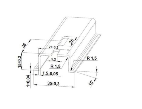 Szyna TS 35x15 ocynk (perforowana 5,2x25mm) - 1000 mm (za szt.)