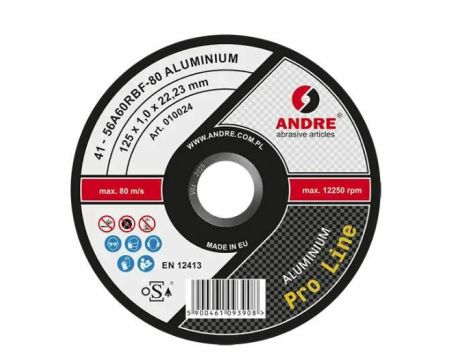 ANDRE TARCZA DO METALU 125 x 1,0mm ALUMINIUM PRO LINE 56A60RBF