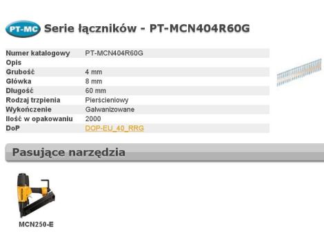 BOSTITCH GWOŹDZIE PT MCN 404 60 RING 2M GAL ...