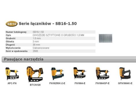 BOSTITCH SZTYFTY  SB16 0` 38mm 2.5M ...