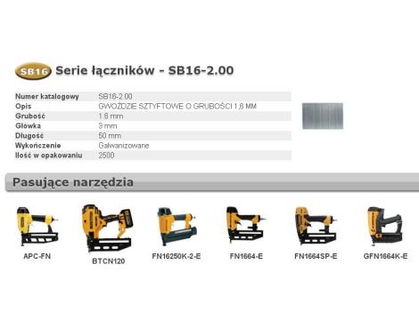 BOSTITCH SZTYFTY  SB16 0` 50mm 2,5M ...