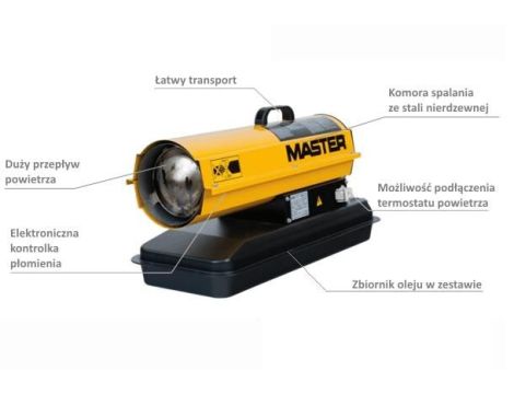 MASTER NAGRZEWNICA OLEJOWA  B 70CED BEZ ODPROWADZENIA SPALIN 20KW - 3
