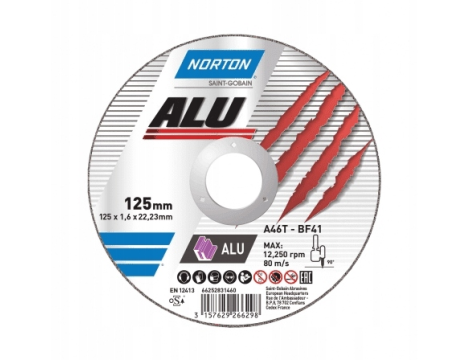 NORTON TARCZA VULCAN 125 x 1.6 x 22.2mm A46Q ALUMINIUM