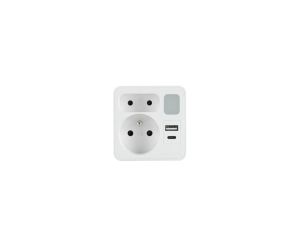PLASTROL ROZGAŁĘŹNIK DWUKROTNY Z LAMPKĄ 1x USB + 1x USB C