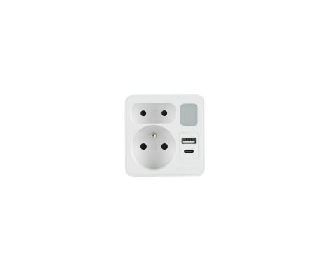 PLASTROL ROZGAŁĘŹNIK DWUKROTNY Z LAMPKĄ 1x USB + 1x USB C