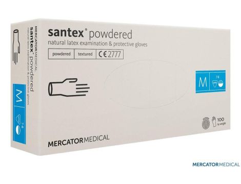 RĘKAWICE LATEKSOWE PUDROWANE/100szt. SANTEX  L  DIAGNOSTYCZNE