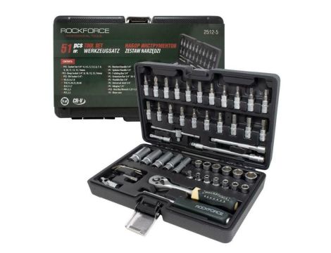 ROCKFORCE ZESTAW KLUCZY     1/4" 51el.