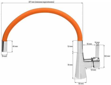 FALA BATERIA ZLEWOZMYWAKOWA ELASTYCZNA WYLEWKA FLEXIBLE POMARAŃCZOWA - 3