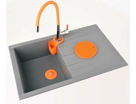 FALA BATERIA ZLEWOZMYWAKOWA ELASTYCZNA WYLEWKA FLEXIBLE POMARAŃCZOWA - 4