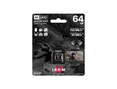 Karta pamięci microSD (microSDXC) GOODRAM 64GB IRDM M3AA V30 U3 + adapter SD
