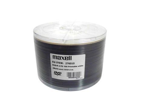 Płyty DVD-R 4,7GB 16X MAXELL PRINTABLE 276010 50 shrink