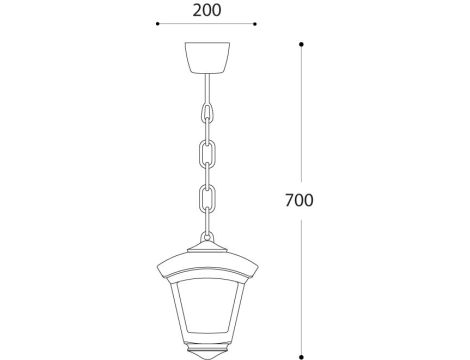 Oprawa ogrodowa wisząca SICAR/ROBY CLEAR Fumagalli E27 wys.700 mm, szer.200 mm IP55 230V czarny / tworzywo sztuczne - 8