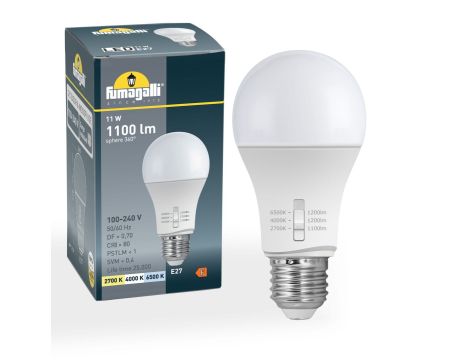 Źródło światła Fumagalli LED CCT E27 A60 11W 2700K/4000K/6500K mleczna 230V biały / tworzywo sztuczne