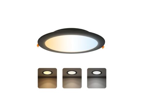Oprawa podtynkowa downlight LED, 24W, 2270lm, IP20, CCT, okrągła, czarna, ALEXIS HOROZ