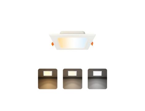Oprawa podtynkowa downlight LED, 9W, 780lm, IP20, CCT, kwadratowa, biała, ALEXIS-SQ HOROZ