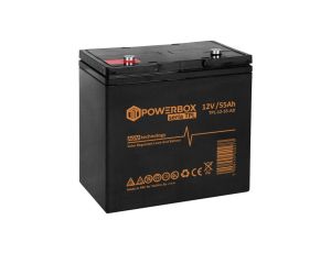 Akumulator AGM uniwersalny 12V 55Ah bezobsługowy (M6) POWERBOX