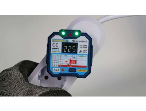 Tester gniazdek PANSOCKET-TEST-2 RCD 30 mA  KAT II 300 V 90-250V - 4