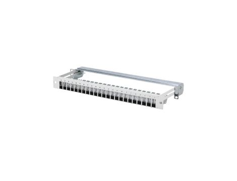 Patch panel pusty wysuwany RACK 19 1U na 24 moduły keystone kat.5e, 6, 6a UTP szary