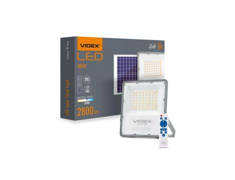 Naświetlacz Solarny Lampa 56x LED 100W 2800lm 5000K IP65 VIDEX Czujnik Zmierzchu z Pilotem
