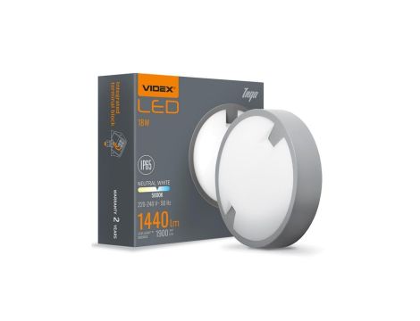Lampa Ogrodowa Kinkiet Elewacyjny PLAFON LED 18W 5000K INGA VIDEX