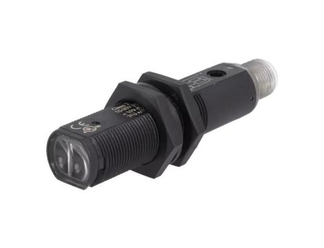 Czujnik fotoelektryczny, odbiciowy, z konfiguracją wyjścia PNP, max. 0,1A, M12 męski, IP67, BOS 18KF-PA-1PE-S4-C
