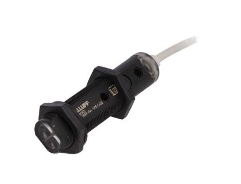 Czujnik fotoelektryczny, odbiciowy, z konfiguracją wyjścia PNP, max. 0,1A, przewody, IP67, BOS 18KF-PA-1PE-C-02