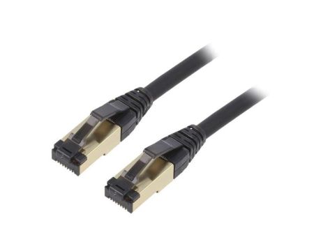 Patch cord S/FTP, Cat 8, RJ45 wtyk z obu stron, linka, Cu, 0,25m PP8-LSZHCU-BK-0.25M