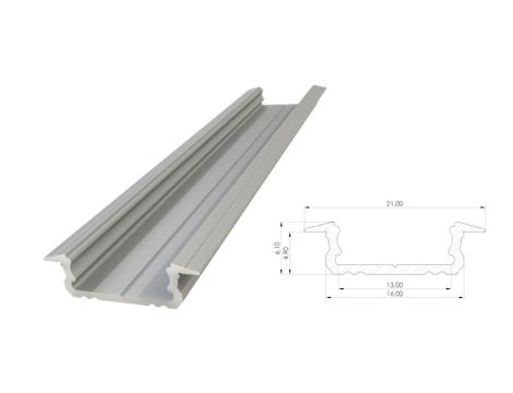 Wpuszczany profil LED anoda srebrny 5x16mm 2010mm AL12-GLG1-AS-2020 GLALU