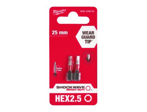 Milwaukee - Bit Shockwave Hex2,5 25mm-2szt. - 4932430893 - 2