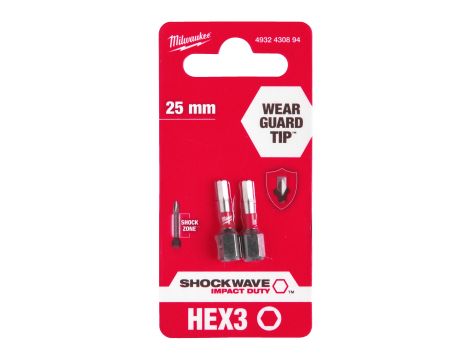 Milwaukee - Bit Shockwave Hex3 25mm-2szt. - 4932430894 - 2